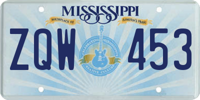 MS license plate ZQW453