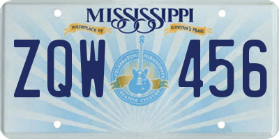 MS license plate ZQW456