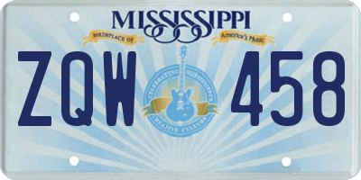 MS license plate ZQW458