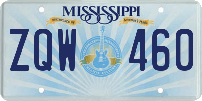 MS license plate ZQW460