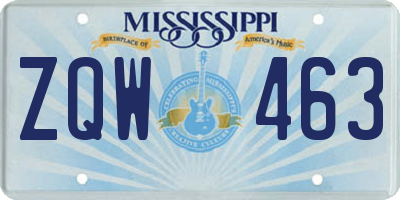 MS license plate ZQW463