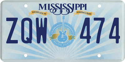 MS license plate ZQW474
