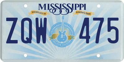 MS license plate ZQW475