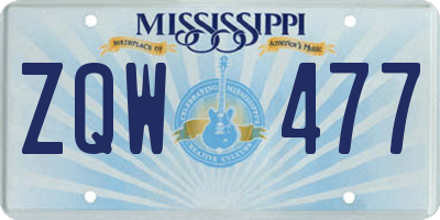 MS license plate ZQW477