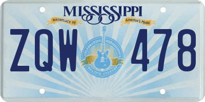 MS license plate ZQW478