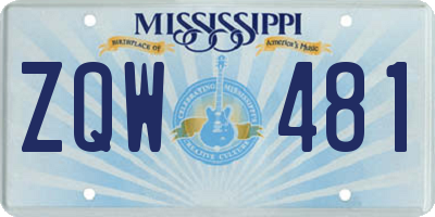 MS license plate ZQW481