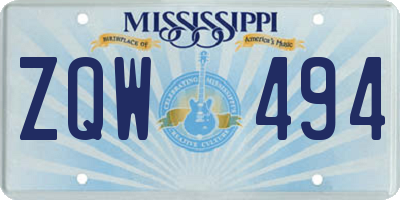 MS license plate ZQW494