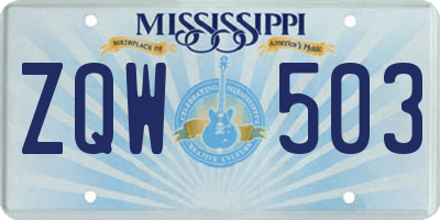 MS license plate ZQW503