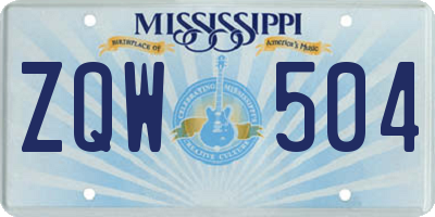 MS license plate ZQW504