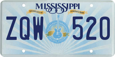 MS license plate ZQW520