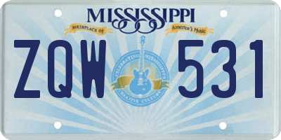 MS license plate ZQW531