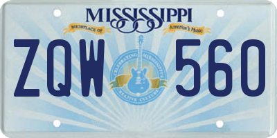 MS license plate ZQW560