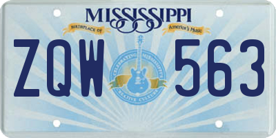 MS license plate ZQW563