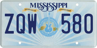 MS license plate ZQW580