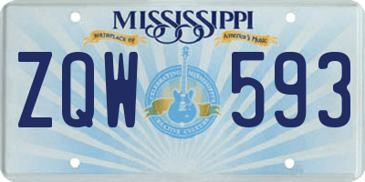 MS license plate ZQW593