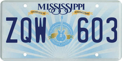 MS license plate ZQW603
