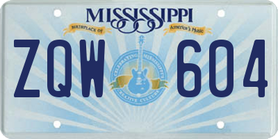 MS license plate ZQW604