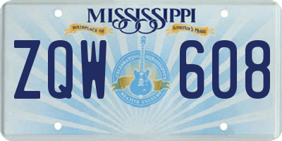 MS license plate ZQW608