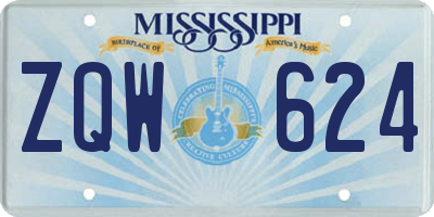MS license plate ZQW624