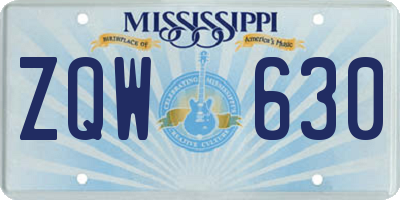 MS license plate ZQW630