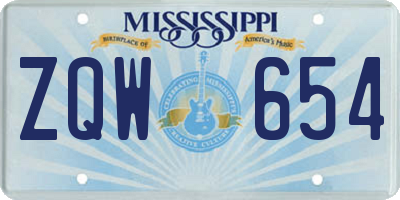 MS license plate ZQW654