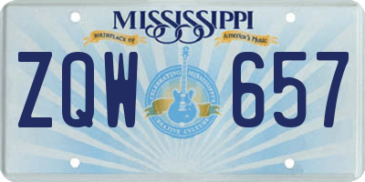 MS license plate ZQW657