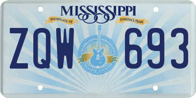 MS license plate ZQW693