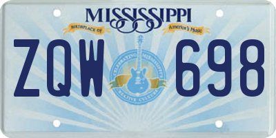 MS license plate ZQW698