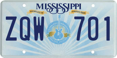 MS license plate ZQW701