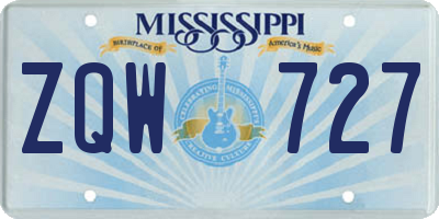 MS license plate ZQW727