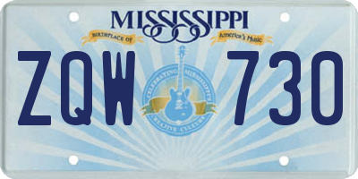 MS license plate ZQW730