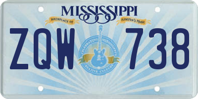 MS license plate ZQW738