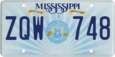 MS license plate ZQW748