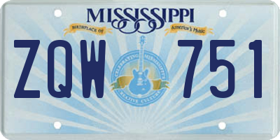 MS license plate ZQW751