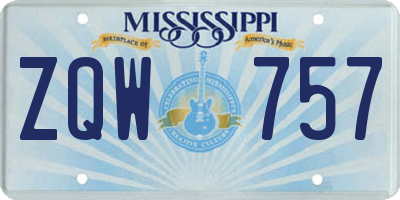 MS license plate ZQW757