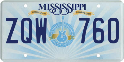 MS license plate ZQW760