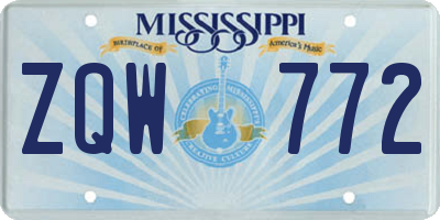 MS license plate ZQW772