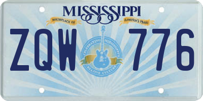 MS license plate ZQW776