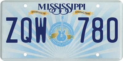 MS license plate ZQW780