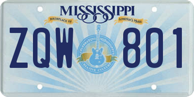 MS license plate ZQW801