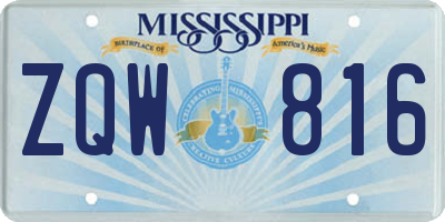 MS license plate ZQW816