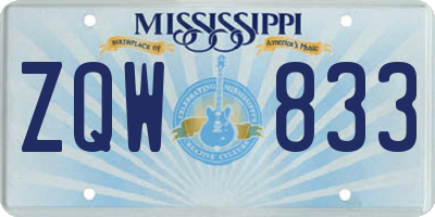 MS license plate ZQW833