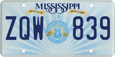 MS license plate ZQW839