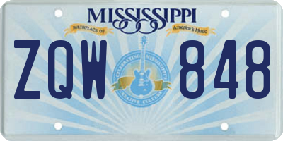 MS license plate ZQW848