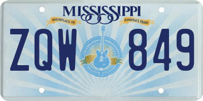 MS license plate ZQW849