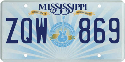 MS license plate ZQW869