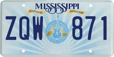 MS license plate ZQW871