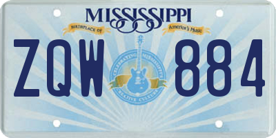 MS license plate ZQW884