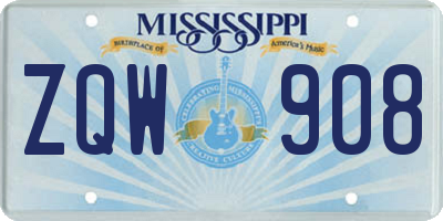 MS license plate ZQW908