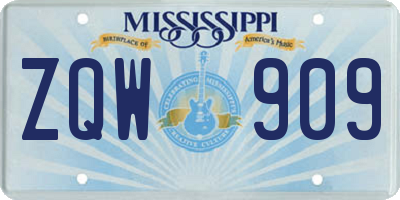 MS license plate ZQW909